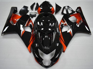Carénages Moto Suzuki GSXR 600/750 2004-2005 - Noir Brillant Rouge Bande