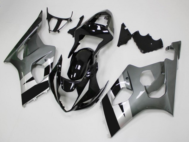 Carénages Moto Suzuki GSXR 1000 2003-2004 - Noir Brillant Argent Gris