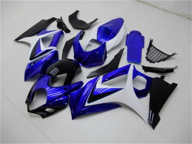 Carénages Moto Suzuki GSXR 1000 2007-2008 - Blanc Bleu Noir No Décalque