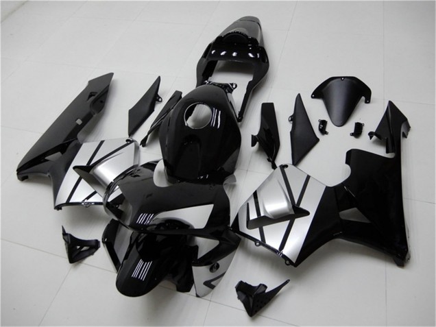 Carénages Moto Honda CBR600RR 2003-2004 - Argent Noir Brillant Bande