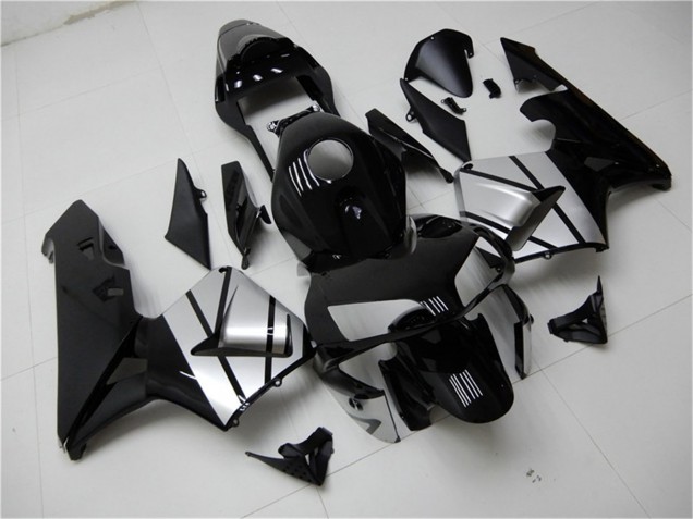 Carénages Moto Honda CBR600RR 2003-2004 - Argent Noir Brillant Bande