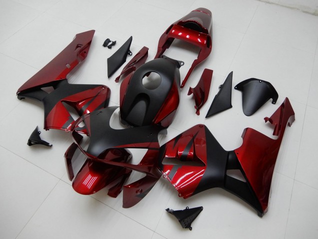 Carénages Moto Honda CBR600RR 2003-2004 - Rouge Noir Mat Bande
