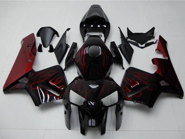 Kits Carénage Moto Honda CBR600RR 2005-2006 - Noir Brillant Rouge Flamme