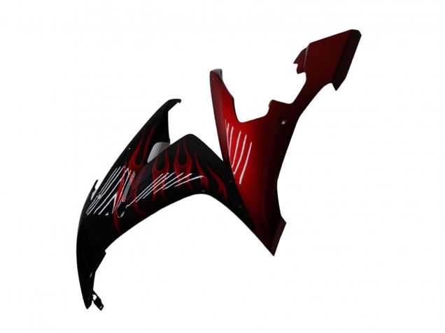 Carénages Moto Yamaha YZF R1 2004-2006 - Noir Brillant Rouge Flamme