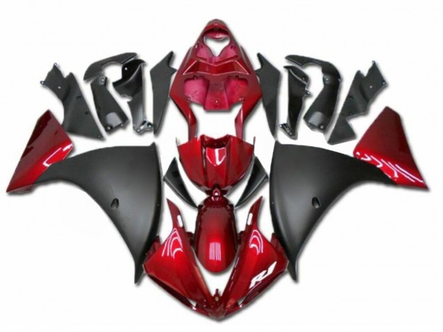 Carénages Moto Yamaha YZF R1 2009-2011 - Rouge Noir Mat