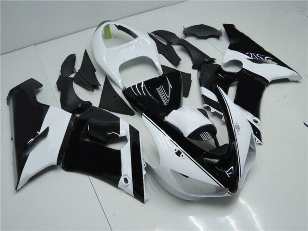 Carénages Moto Kawasaki ZX6R 2005-2006 - Blanc Noir Brillant