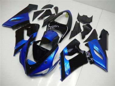 Kits Carénage Moto Kawasaki ZX6R 2005-2006 - Bleu Noir Brillant