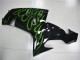 Carénages Moto Kawasaki ZX10R 2006-2007 - Noir Brillant Vert Flamme