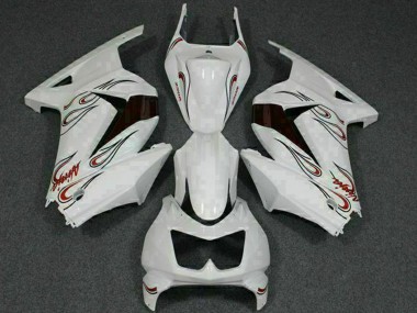 Carénages Moto Kawasaki EX250 2008-2012 - Blanc Rouge