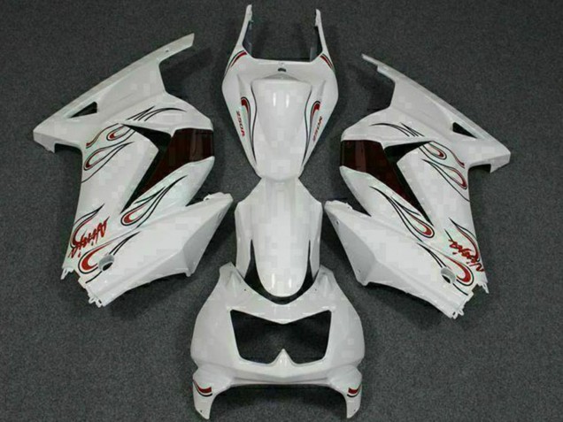 Carénages Moto Kawasaki EX250 2008-2012 - Blanc Rouge