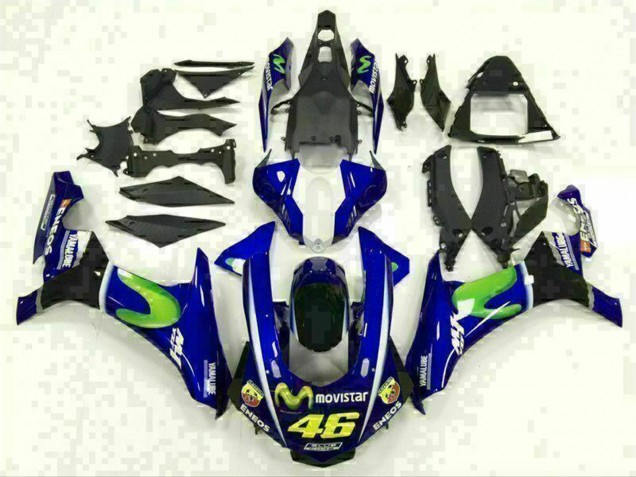 Carénages Moto Yamaha YZF R1 2015-2019 - Bleu Argent Noir Vert MoviStar