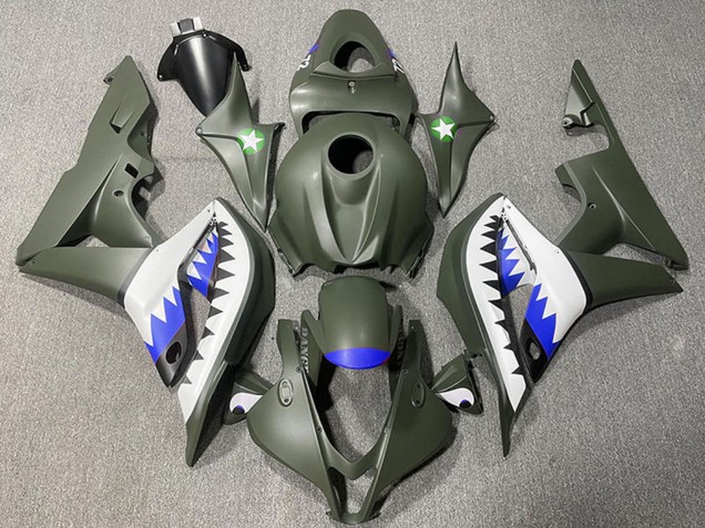 Carénages Moto Honda CBR600RR 2007-2008 - Vert Armée Blanc Bleu Requin