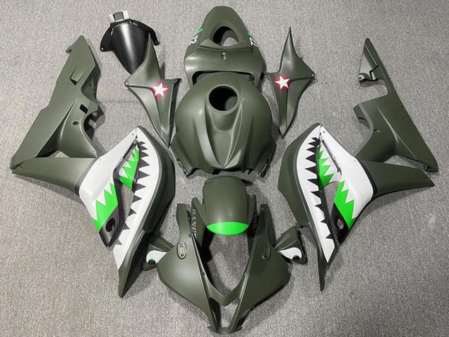 Carénages Moto Honda CBR600RR 2007-2008 - Vert Armée Blanc Vert Requin