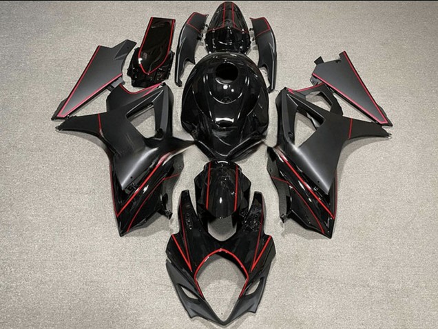 Carénages Moto Suzuki GSXR 1000 2007-2008 - Noir Brillant Noir Mat Rouge