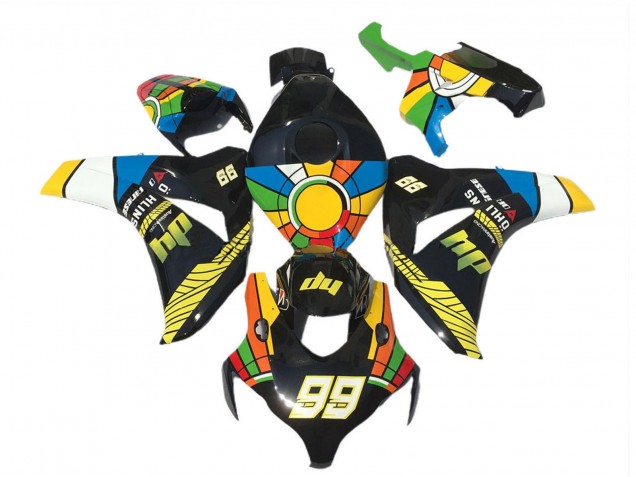 Carénages Moto Honda CBR1000RR 2008-2011 - Bleu Jaune Vert Rouge Noir Roue Chromatique 99
