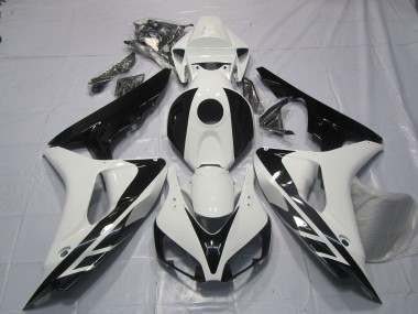 Carénages Moto Honda CBR1000RR 2006-2007 - Blanc Noir Brillant OEM Style No Décalque