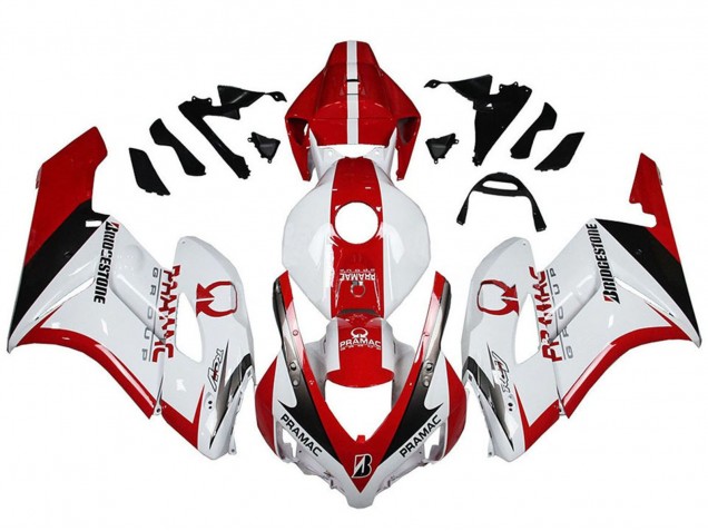 Carénages Moto Honda CBR1000RR 2004-2005 - Blanc Rouge Noir Brillant Pramac Bridgestone