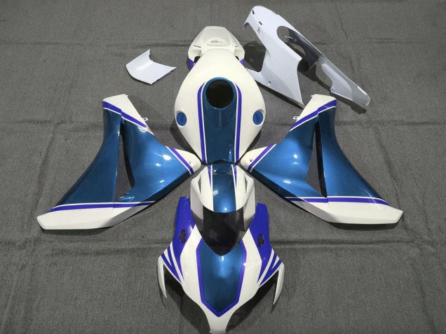 Carénages Moto Honda CBR1000RR 2008-2011 - Blanc Glossy Bleu Perle