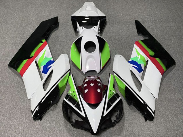 Carénages Moto Honda CBR1000RR 2004-2005 - Blanc Vert Rouge Noir Brillant Étoile