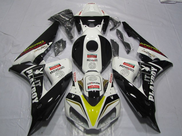 Carénages Moto Honda CBR1000RR 2006-2007 - Blanc Jaune Rouge Noir Brillant Denso PlayBoy