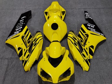 Carénages Moto Honda CBR1000RR 2004-2005 - Jaune Noir Brillant Flamme