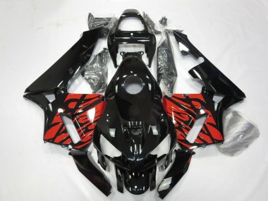 Carénages Moto Honda CBR600RR 2005-2006 - Noir Brillant Tribal Rouge