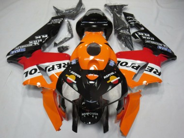 Carénages Moto Honda CBR600RR 2005-2006 - Orange Rouge Blanc Noir Bottom Repsol