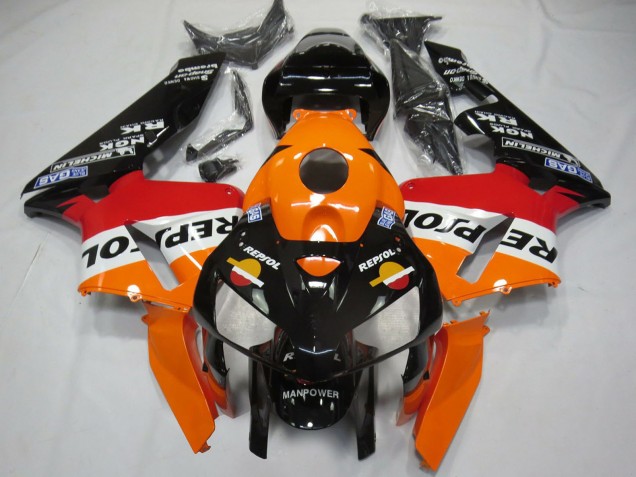 Carénages Moto Honda CBR600RR 2005-2006 - Orange Rouge Blanc Noir Bottom Repsol