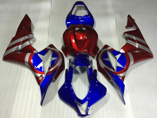 Carénages Moto Honda CBR600RR 2007-2008 - Rouge Argent Bleu Captain America