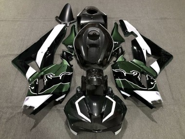 Carénages Moto Honda CBR600RR 2013-2023 - Noir Fibre de Carbone Blanc Vert Taureau