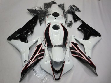 Carénages Moto Honda CBR600RR 2007-2008 - Blanc Noir Brillant OEM Style