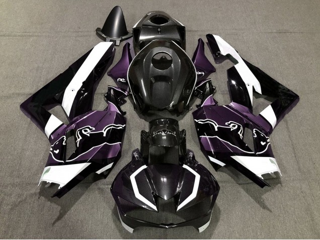 Carénages Moto Honda CBR600RR 2013-2023 - Noir Fibre de Carbone Blanc Violet Taureau