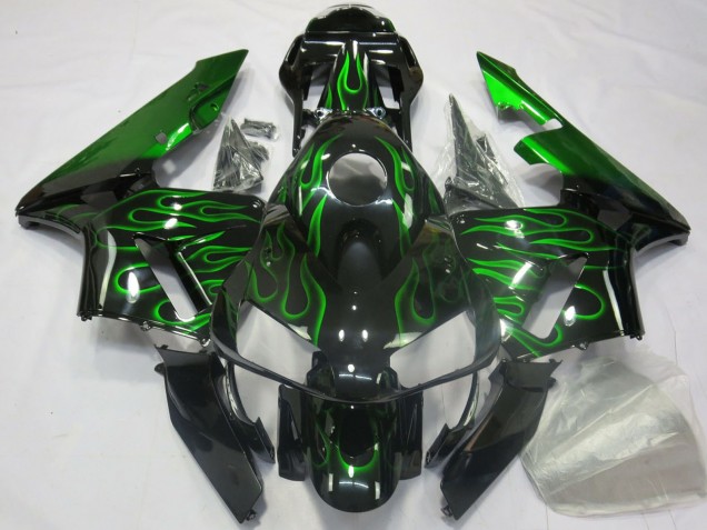 Carénages Moto Honda CBR600RR 2003-2004 - Noir Brillant Bleu Flamme