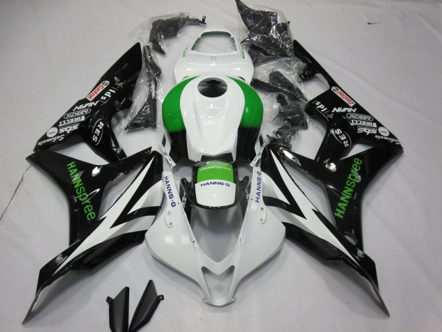 Carénages Moto Honda CBR600RR 2007-2008 - Blanc Vert Noir Brillant Hannspree