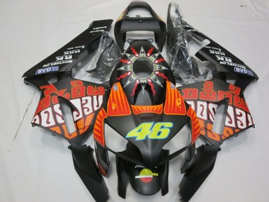 Carénages Moto Honda CBR600RR 2003-2004 - Noir Mat Orange Jaune Rossi 46