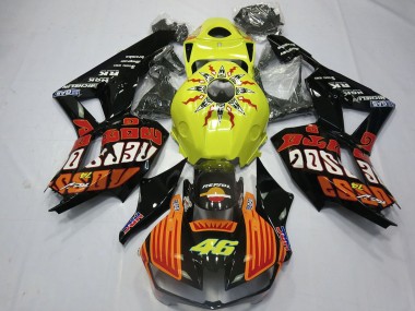 Carénages Moto Honda CBR600RR 2013-2023 - Jaune Orange Noir Brillant Rossi 46