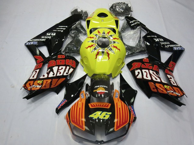 Carénages Moto Honda CBR600RR 2013-2023 - Jaune Orange Noir Brillant Rossi 46