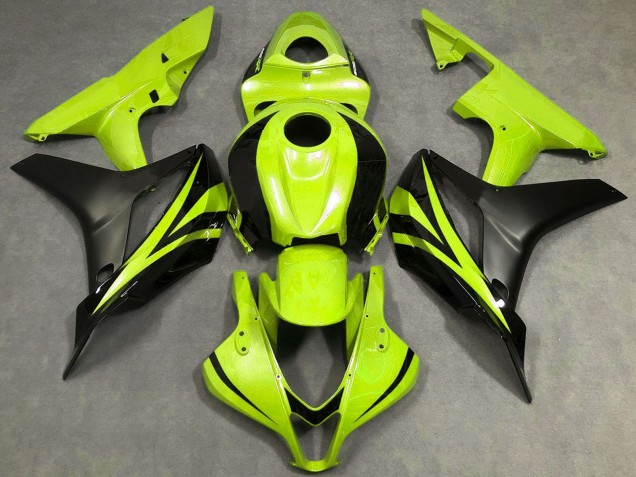 Carénages Moto Honda CBR600RR 2007-2008 - Jaune Néon Noir Mat OEM Style