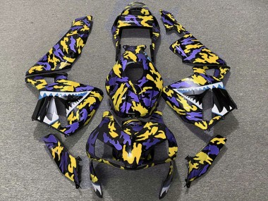 Carénages Moto Honda CBR600RR 2003-2004 - Violet Jaune Camouflage Requin