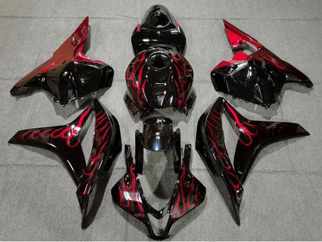 Carénages Moto Honda CBR600RR 2009-2012 - Noir Brillant Rouge Flamme