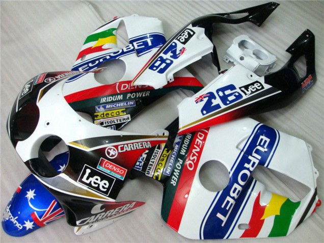 Carénages Moto Honda CBR250RR 1990-1998 - Blanc Bleu Rouge Jaune Vert Carrera EuroBet Lee