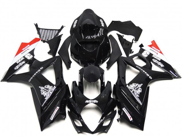 Carénages Moto Suzuki GSXR 1000 2007-2008 - Noir Brillant Blanc Rouge