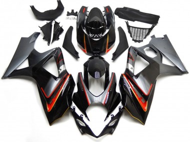 Carénages Moto Suzuki GSXR 1000 2007-2008 - Noir Brillant Rouge Argent