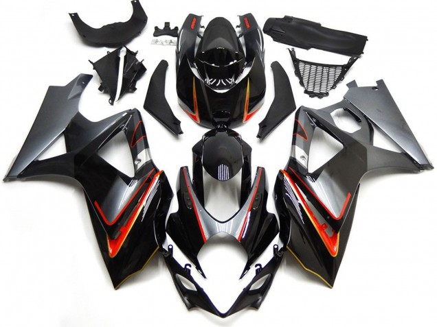 Carénages Moto Suzuki GSXR 1000 2007-2008 - Noir Brillant Rouge Argent