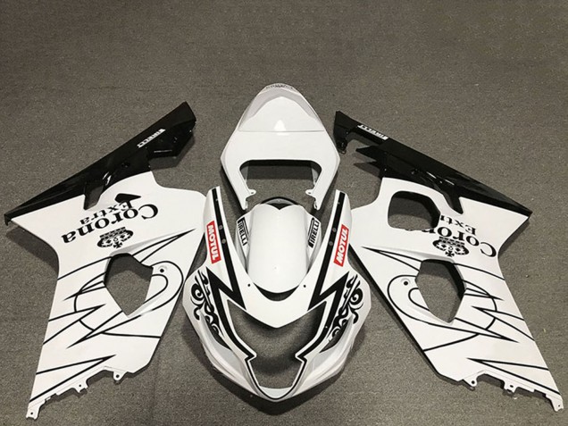 Carénages Moto Suzuki GSXR 600 / GSXR 750 2004-2005 - Blanc Noir Brillant Corona Motul Style