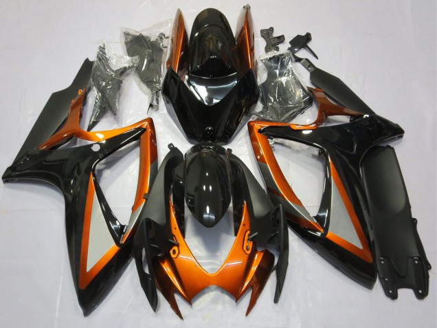 Carénages Moto Suzuki GSXR 600 / GSXR 750 2006-2007 - Orange Noir Brillant Noir Mat