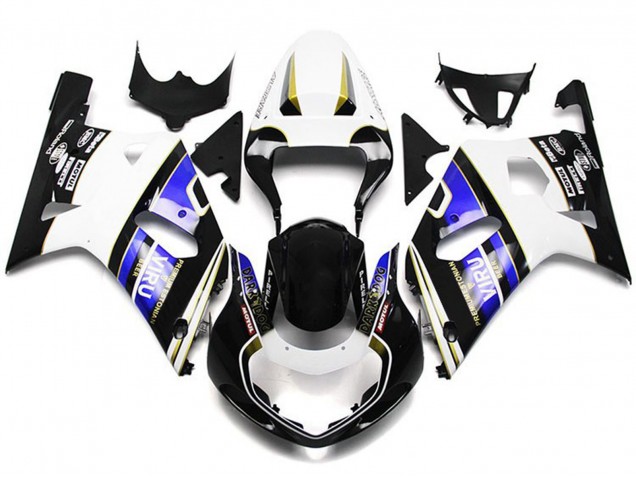 Carénages Moto Suzuki GSXR 600 / GSXR 750 2001-2003 - Blanc Bleu Noir Brillant Viru Style