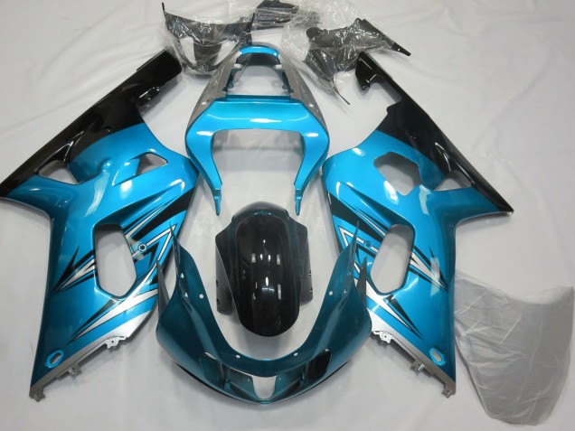Carénages Moto Suzuki GSXR 600 / GSXR 750 2001-2003 - Bleu Clair Argent Noir Brillant