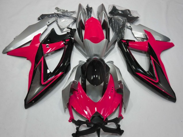 Carénages Moto Suzuki GSXR 600 / GSXR 750 2008-2010 - Argent Rouge Noir Brillant