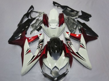 Carénages Moto Suzuki GSXR 600 / GSXR 750 2008-2010 - Blanc Rouge Noir Brillant